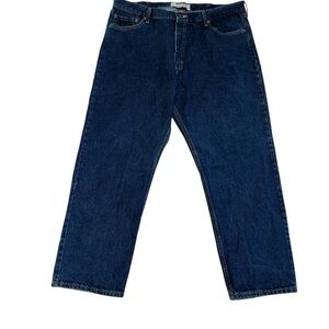 Men's Wrangler Dark Blue Jeans Size 40X30 Zip Fly 100% Cotton